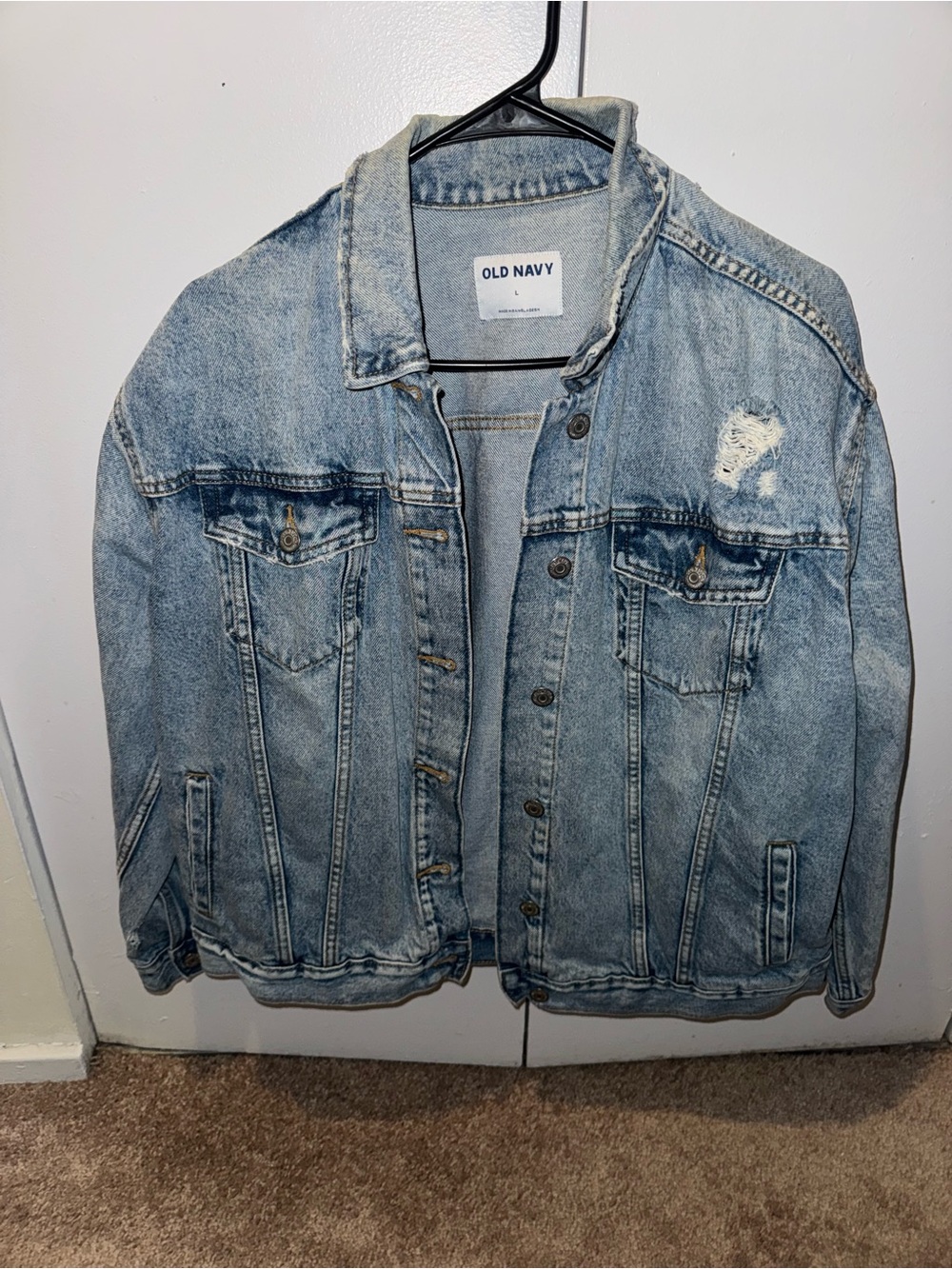 Old Navy Light Blue Distressed Denim Jacket